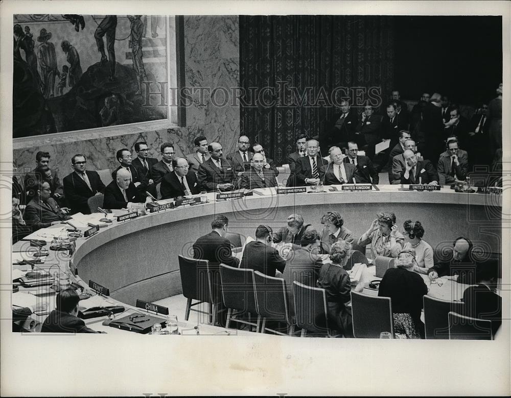 1962 Press Photo Algeria Debate, Thant, Morozov, Mahmoud Fawzi, Patrick Dean - Historic Images