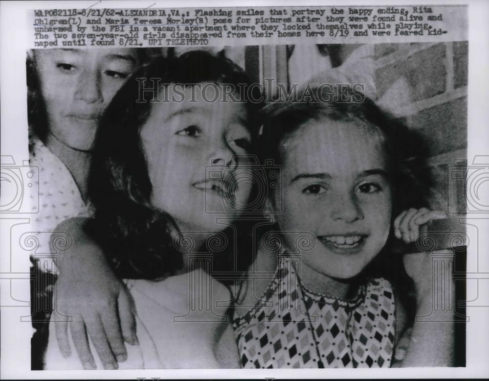 1962 Press Photo Rita Ohlgren &amp; Maria Teresa Morley Found by FBI - Historic Images