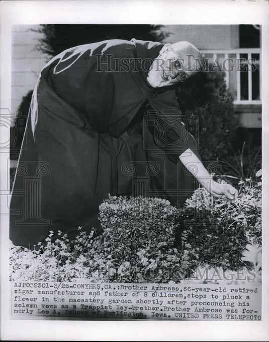 1955 Press Photo Brother Ambrose Retired Cigar Manufacture - Historic Images