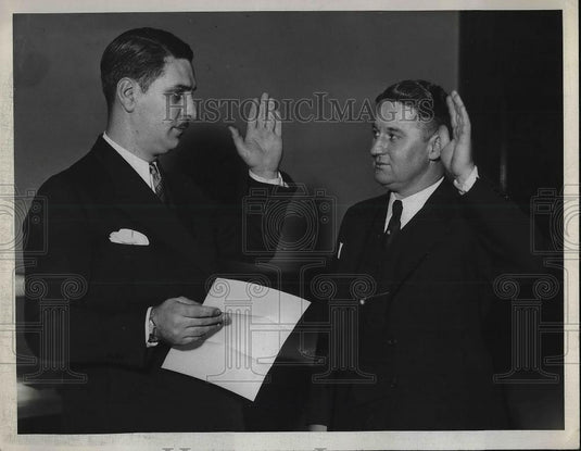 1936 Press Photo Leonard Frost Attorney & Edward Bradley of School Board - Historic Images