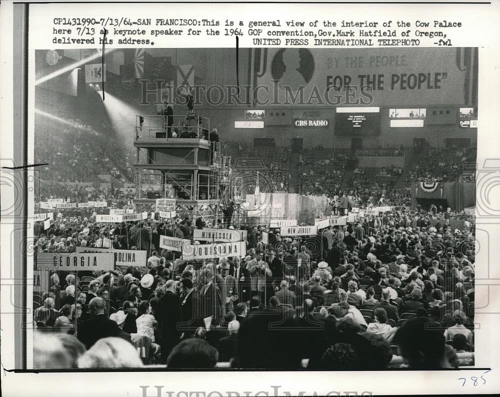 1964 Press Photo Cow Palace GOP Convention Mark Hatfield to Speak - Historic Images