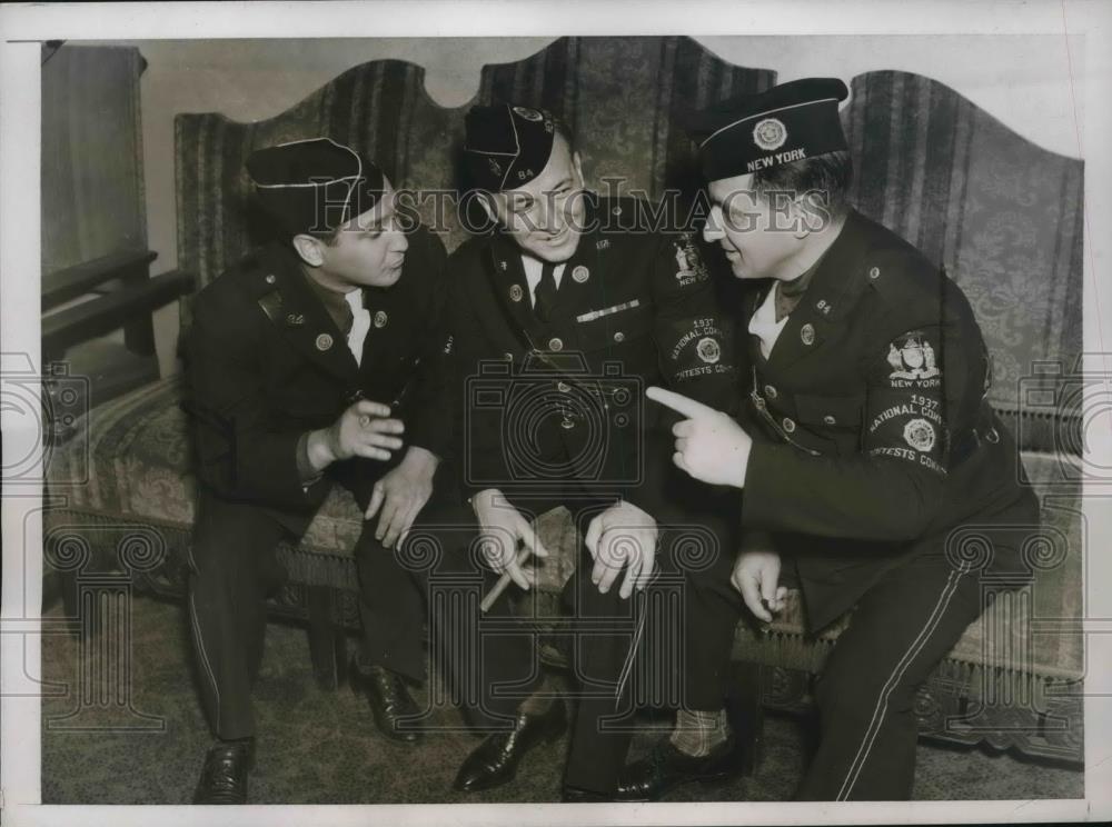 1937 Press Photo Al Martin, Earl Buston, Vincent Boscainoman, American Legion - Historic Images