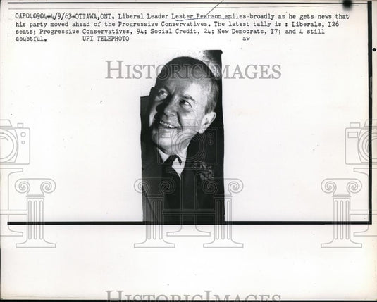 1963 Press Photo Canada's Liberal Leader Lester Pearson - Historic Images
