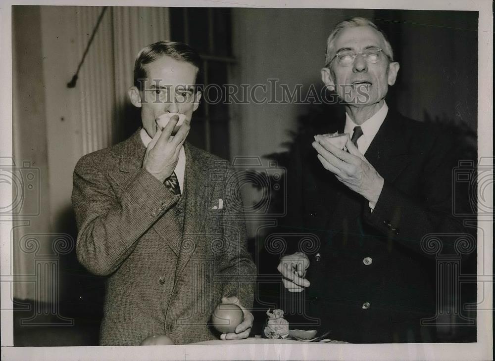 1937 Press Photo Secretary of President Roosevelt Marvin McIntyre &amp; Senator Andr - Historic Images