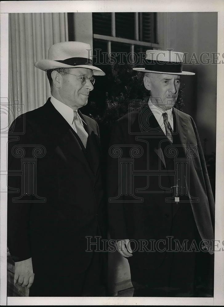 1941 Press Photo Sidney Hillman, Secretary of War Henry Stimson - Historic Images