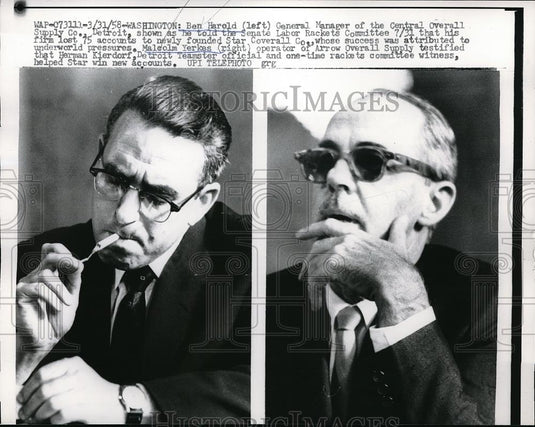 1958 Press Photo Ben Harold, General Manager of the Central Overall Supply Co - Historic Images