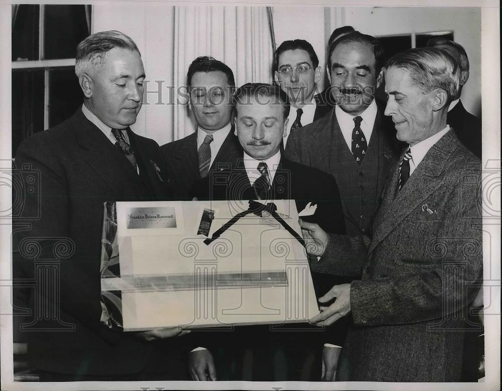 1938 Press Photo Pres. Sec. Marvin McIntyre, Paul Mockels, Lewis Alan Berne - Historic Images