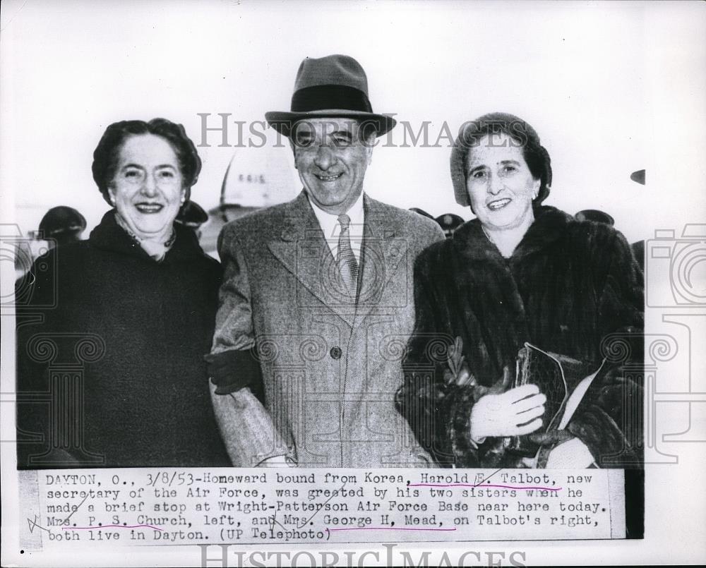 1953 Press Photo Air Force Sec Harold Talbott &amp; Mrs Church, Mrs GH Mead - Historic Images