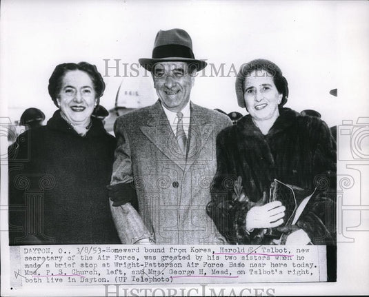 1953 Press Photo Air Force Sec Harold Talbott & Mrs Church, Mrs GH Mead - Historic Images