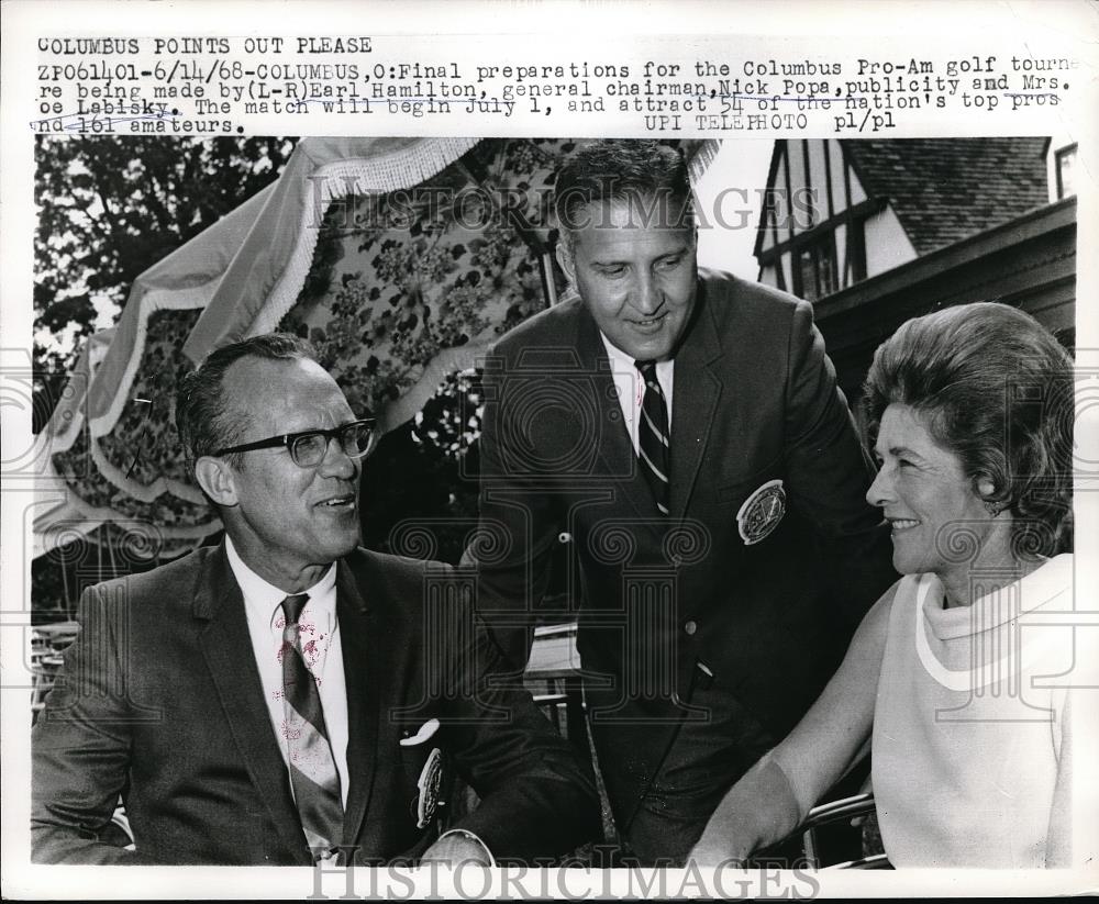 1968 Press Photo Columbus, Ohio Pro-Am golf, E Hamilton,Nick Popa &amp; Mrs Lebisky - Historic Images