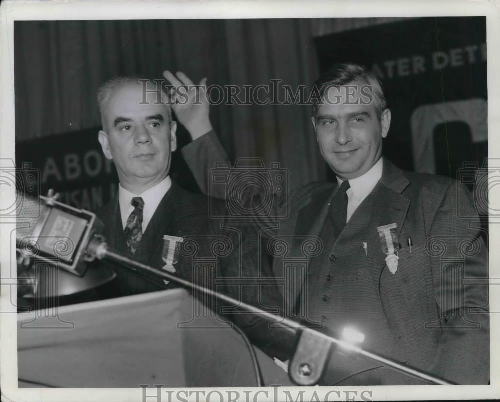 1943 Press Photo Phillip Murray National President of Cio August Scholle Michiga - Historic Images