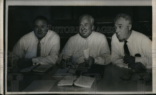 1959 Press Photo Baseball Commissioner Ford C. Frick, Warren Giles, Joe Cronin - Historic Images