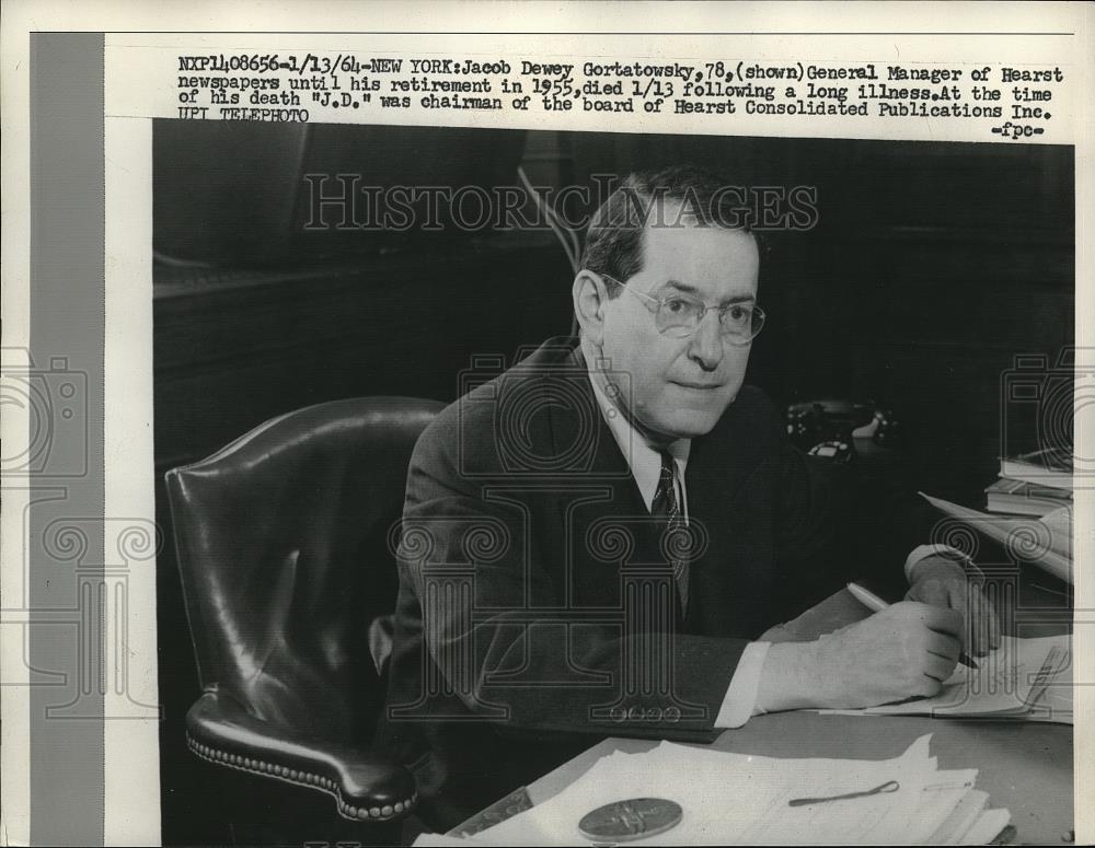 1964 Press Photo Jacob Dewey Gortatworsky - Historic Images