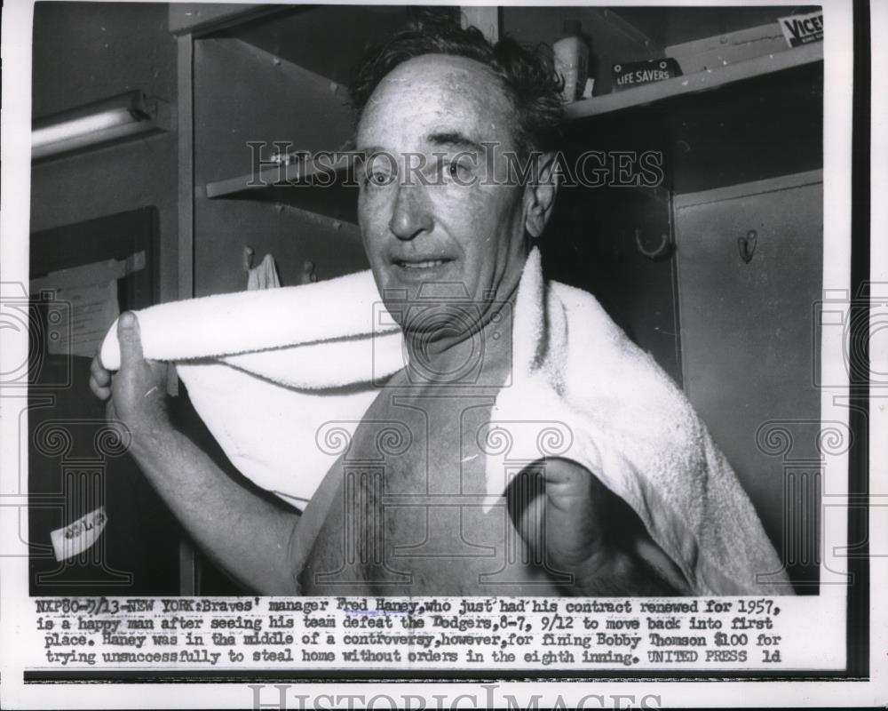 1956 Press Photo Milwaukee Braves Manager Fred Haney - neb36843 - Historic Images