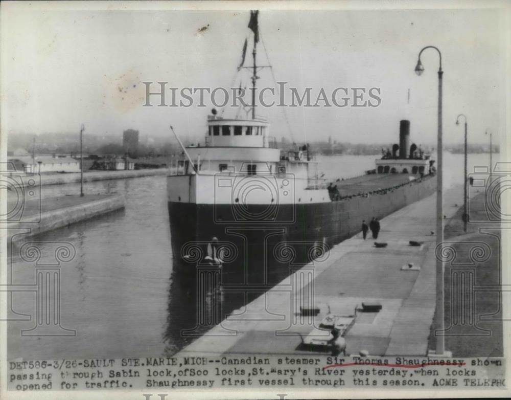 1946 Press Photo Canadian Steamer Sir Thomas Shaughnessy On St. Mary's River - Historic Images
