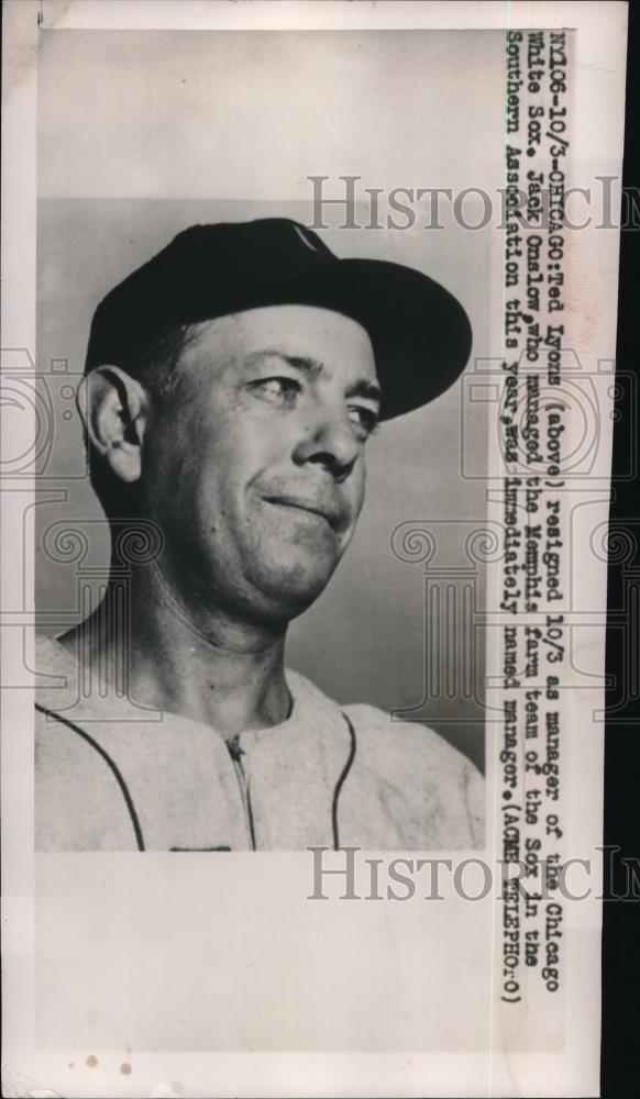 1948 Press Photo Ted Lyons Resigns As White Sox Manager - Historic Images