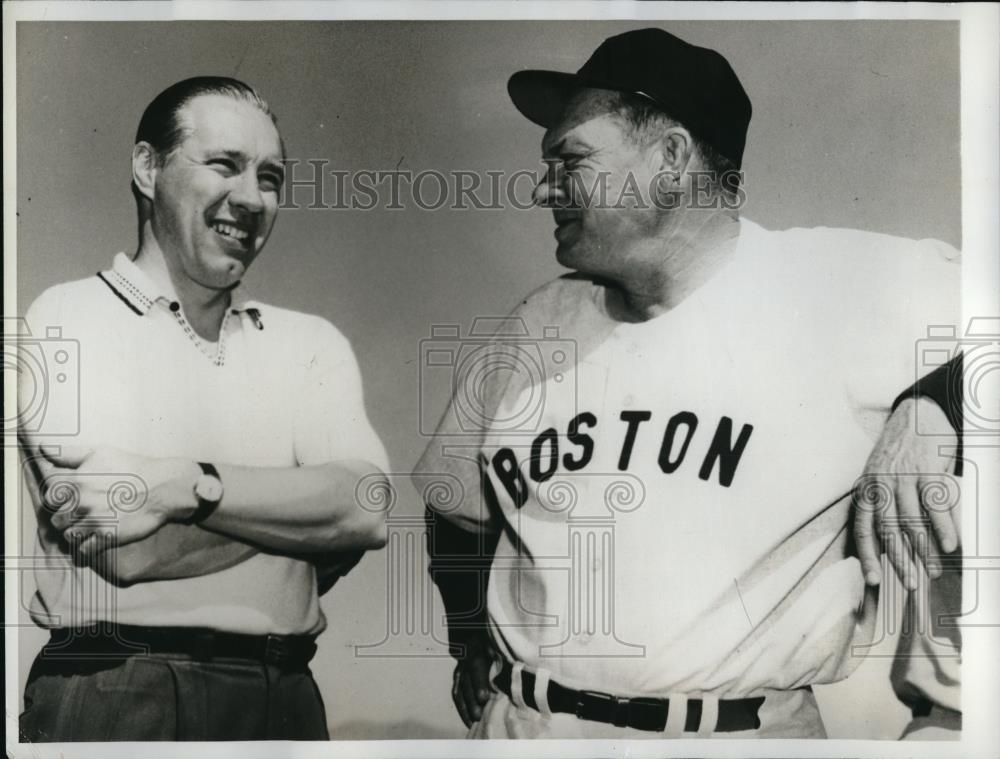 1962 Press Photo Bob feller mgr. Mike Higgings Boston - Historic Images