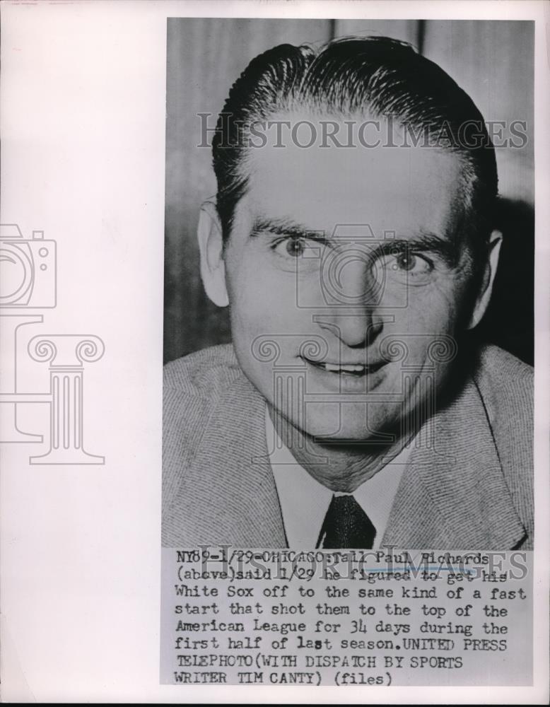 Press Photo Paul Richards Professional Baseball Player Manager Chicago White Sox - Historic Images