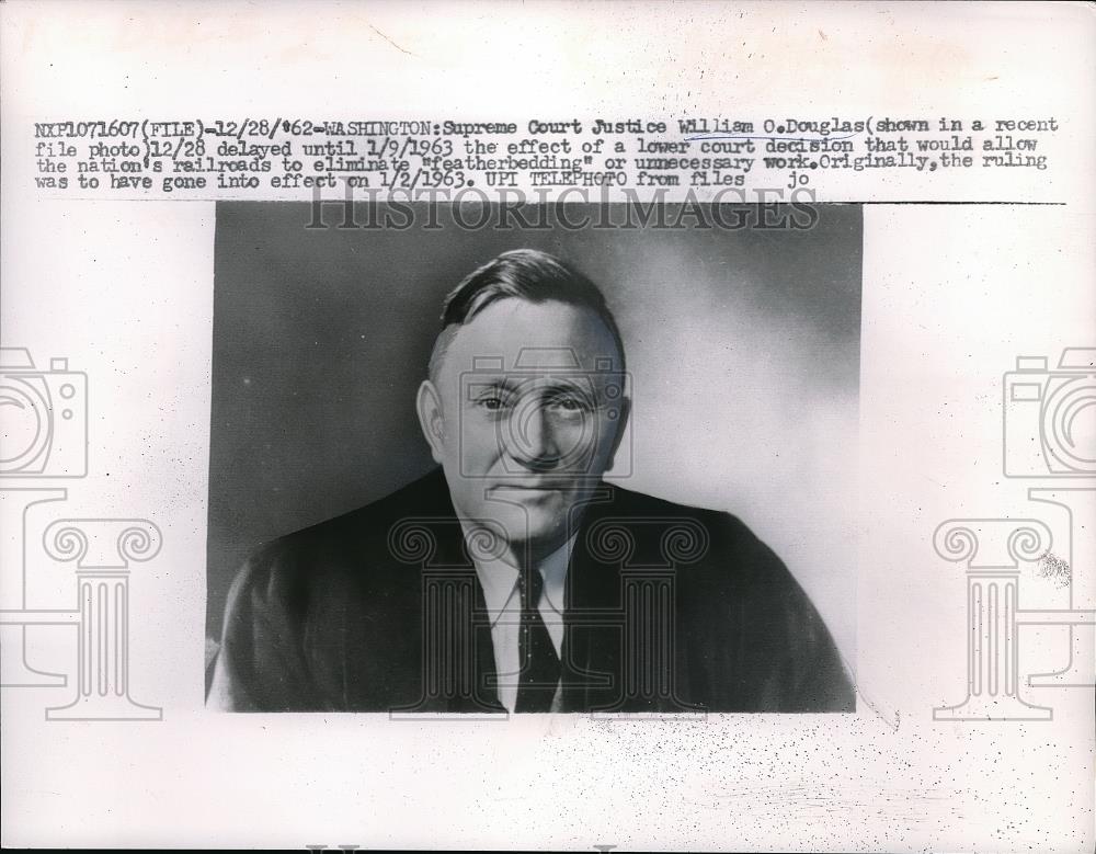 1962 Press Photo Supreme Court Justice William O. Douglas - Historic Images