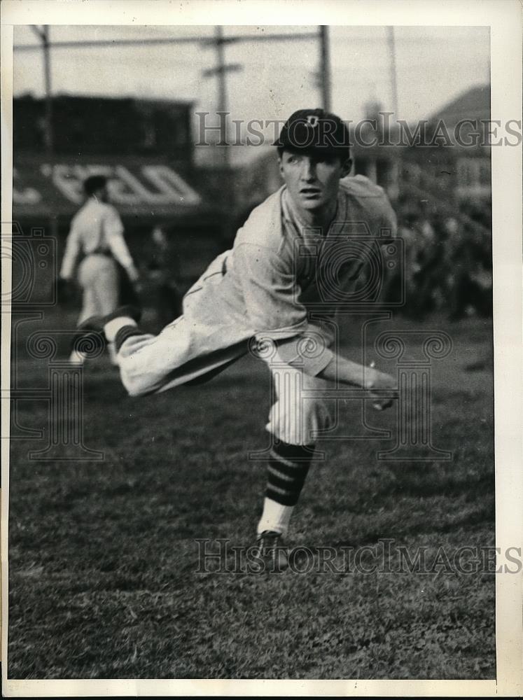 1934 Press Photo Paul Burns of Cynwyd, Pa pitching at Drexel Inst. - Historic Images