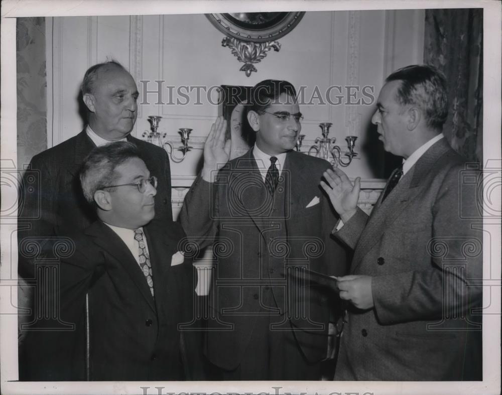 1948 Press Photo NYC Mayor W O&#39;Dwyer,Columbia prof. Wechsler,CG Coster, N Sork - Historic Images