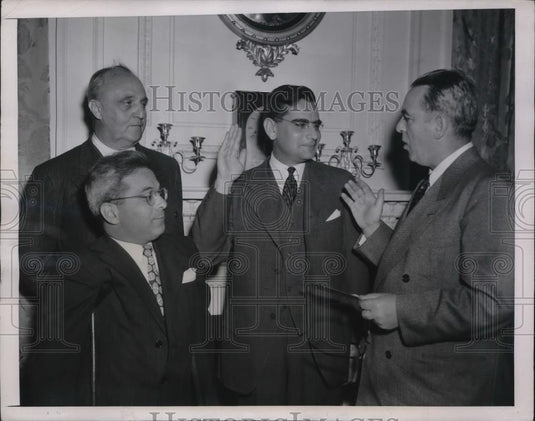 1948 Press Photo NYC Mayor W O'Dwyer,Columbia prof. Wechsler,CG Coster, N Sork - Historic Images