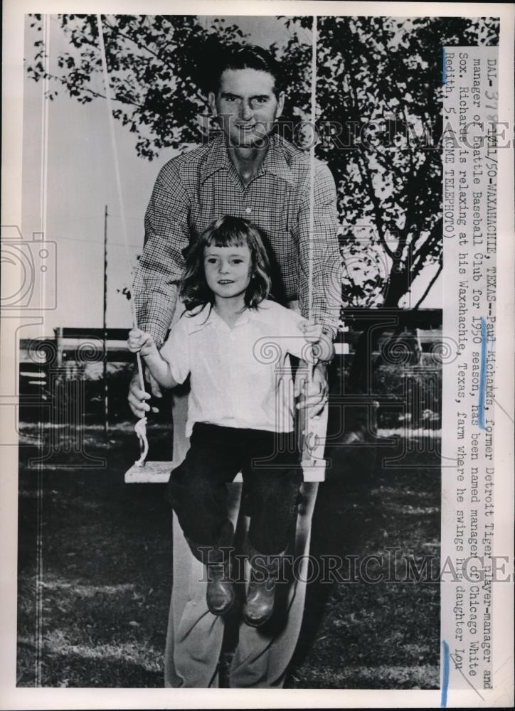 1950 Press Photo White Sox mgr. Paul Richards and daughter Lour Redith - Historic Images