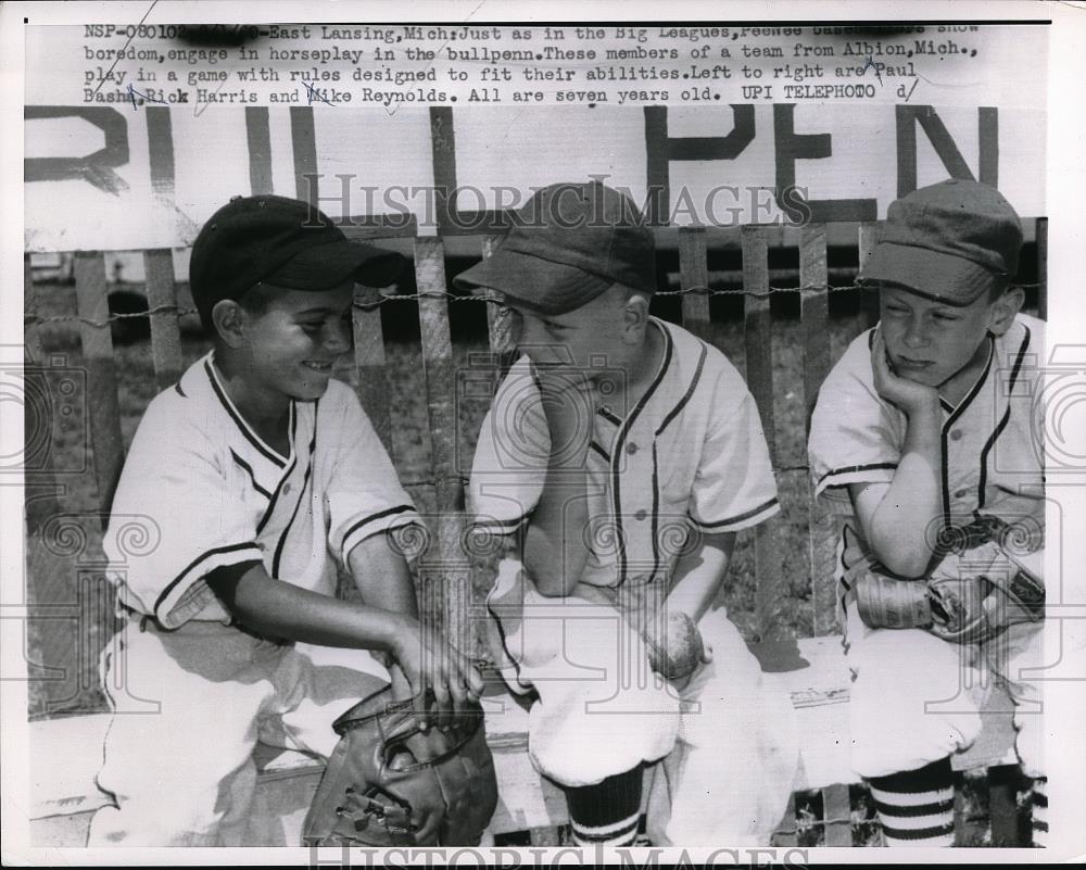 1960 Press Photo East lansing, Mich Little League,P Basha,R Harris,M Reynolds - Historic Images