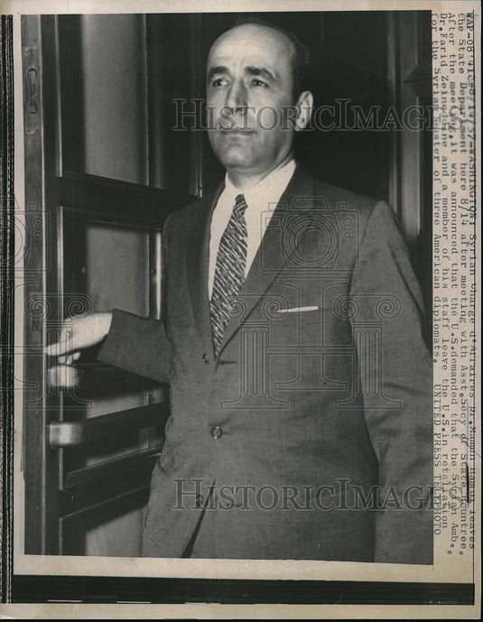 1957 Press Photo Syrian Charge d'Affairtes Dr Mamin Hamul - Historic Images