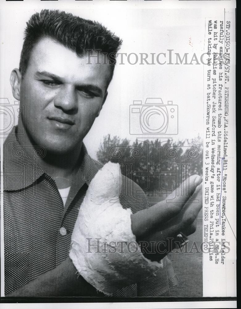 1957 Press Photo NY Yankee Bill &quot;Moose&quot; Skowron , 1st baseman - Historic Images