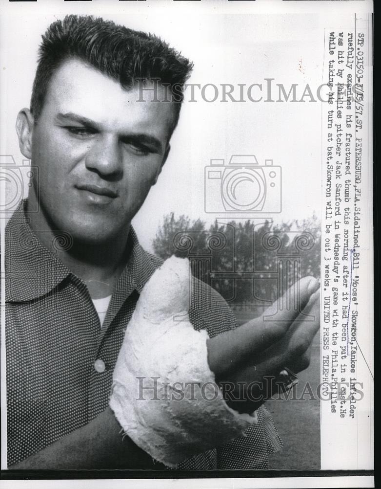1957 Press Photo NY Yankee Bill "Moose" Skowron , 1st baseman - Historic Images