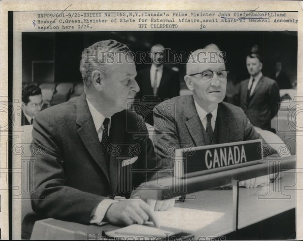 1960 Press Photo Canadian Prime Minister John Diefenbaker, Howard C. Green - Historic Images