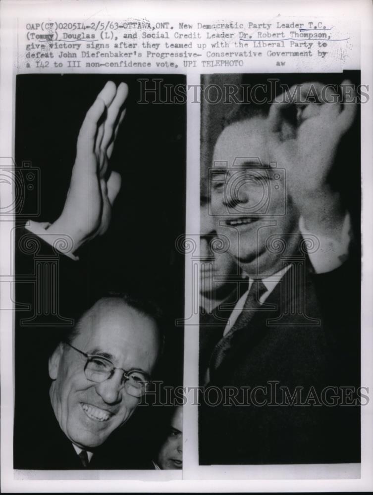 1963 Press Photo Ottawa, Kansas Dem Party leader TC Douglas &amp; Dr Rbt Thompson - Historic Images