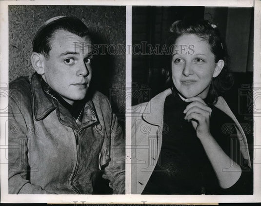 1947 Press Photo Chicago, Ill. Eve Fisher & Henry S Raphael in custody for theft - Historic Images