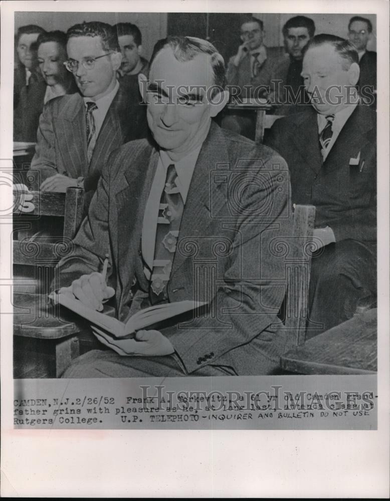 1952 Press Photo Frank Torkevitz Camden Grandfather Attends Rutgers College - Historic Images