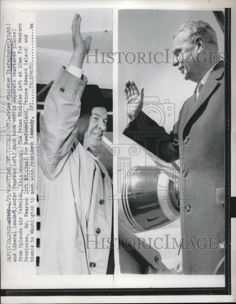 1962 Press Photo Prime Minister Diefenbaker &amp; Liberal Leader Lester Pearson - Historic Images