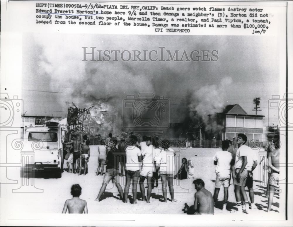 1962 Press Photo Actor Edward Everett Horton destroyed by fire in Calif. - Historic Images