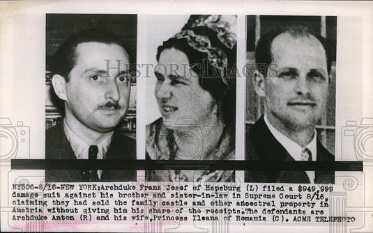 1949 Press Photo Archduke Franz Josef of Hapsburg Filed Suit Against Brother & S - Historic Images
