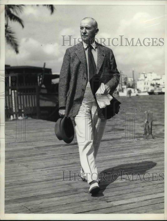 1936 Press Photo Gen.John F.O'Ryan, former Commissioner of N.Y. Police in Miami. - Historic Images