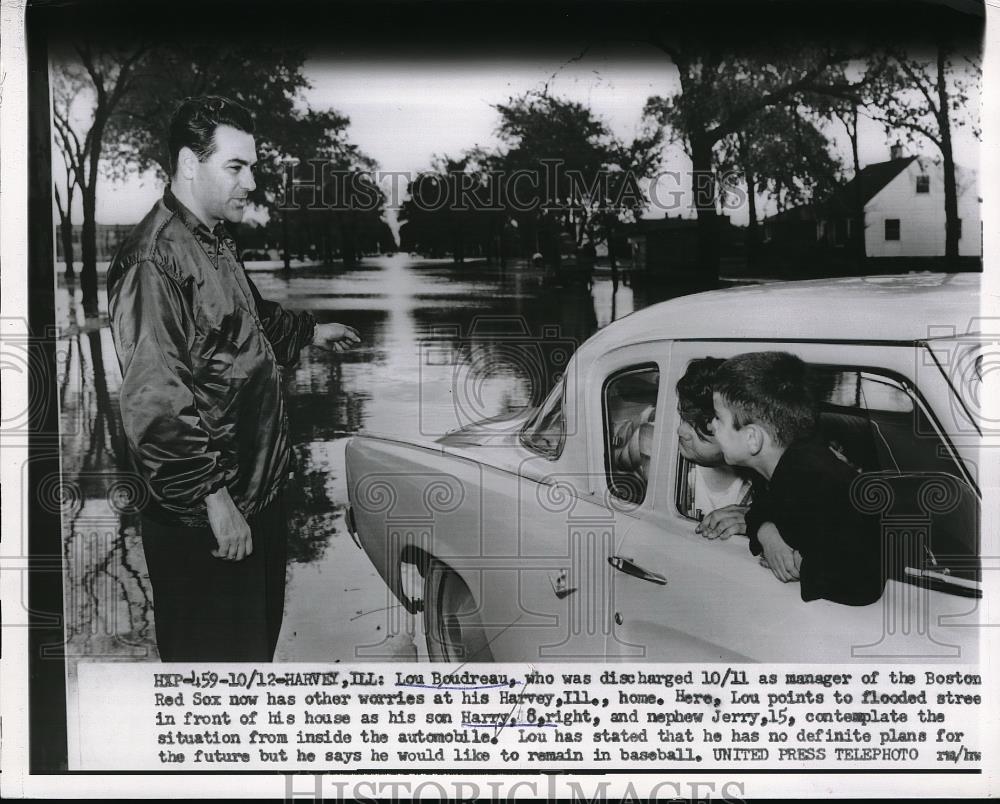 1954 Press Photo Lou Boudreau, son Harry, nephew Jerry - Historic Images