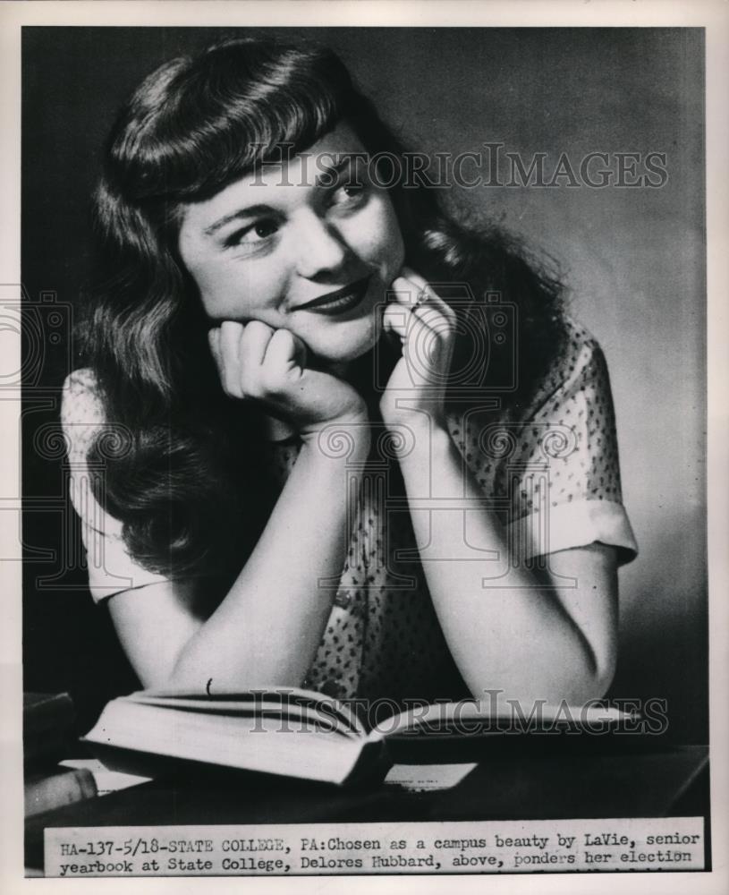 1951 Press Photo Delores Hubbard, chosen as State College campus beauty in Pa. - Historic Images