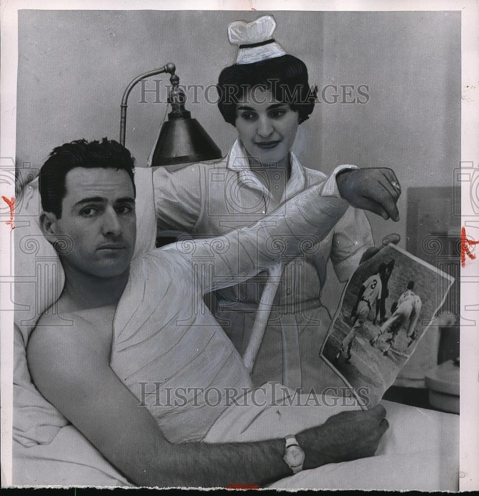 1955 Press Photo Gerry Coleman, Nurse Rose Watson - Historic Images