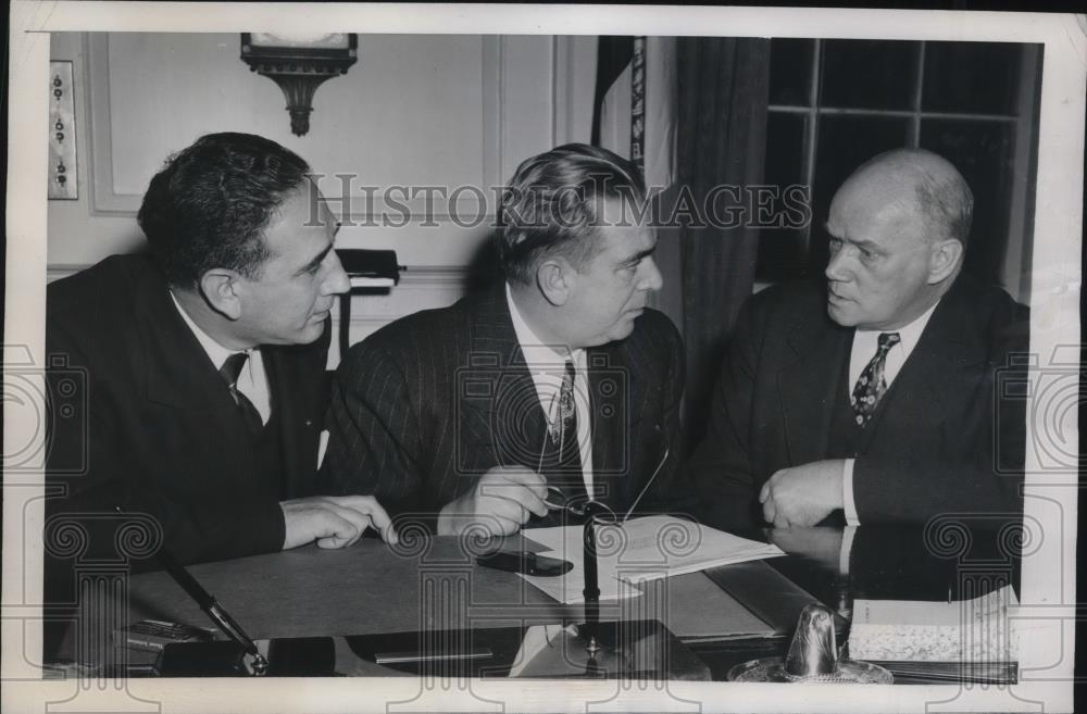 1947 Press Photo NYC, Mayor Wm O'Dwyer. City Council pres Impellitteri,C Hall - Historic Images