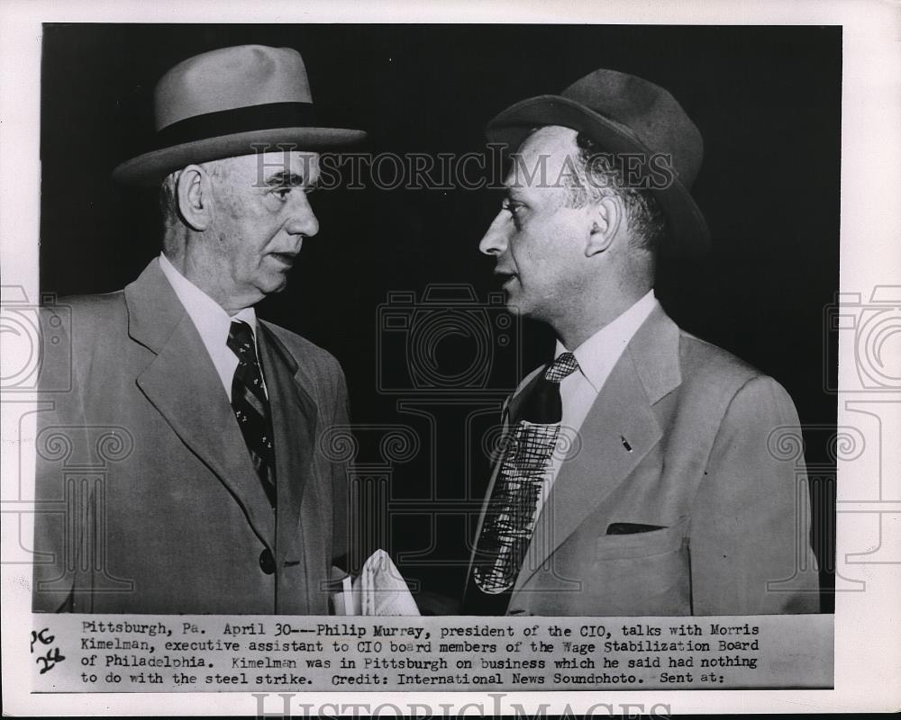 1962 Press Photo Philip Murray President of CIO &amp; Morris Kimelman Executive Assi - Historic Images