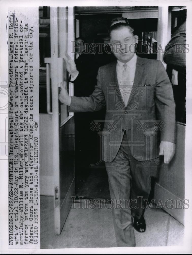 1962 Press Photo Intl Teamster union president James R. Hoffa - Historic Images