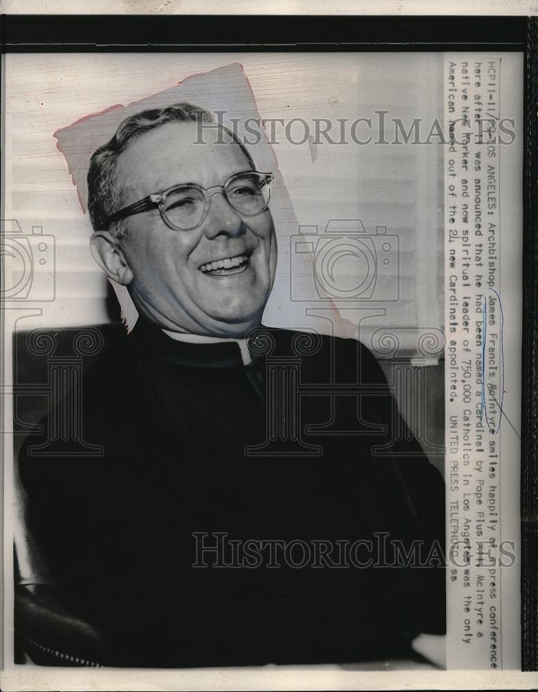 1952 Press Photo Archbishop James Francis McIntyre Named Cardinal - neb33071 - Historic Images