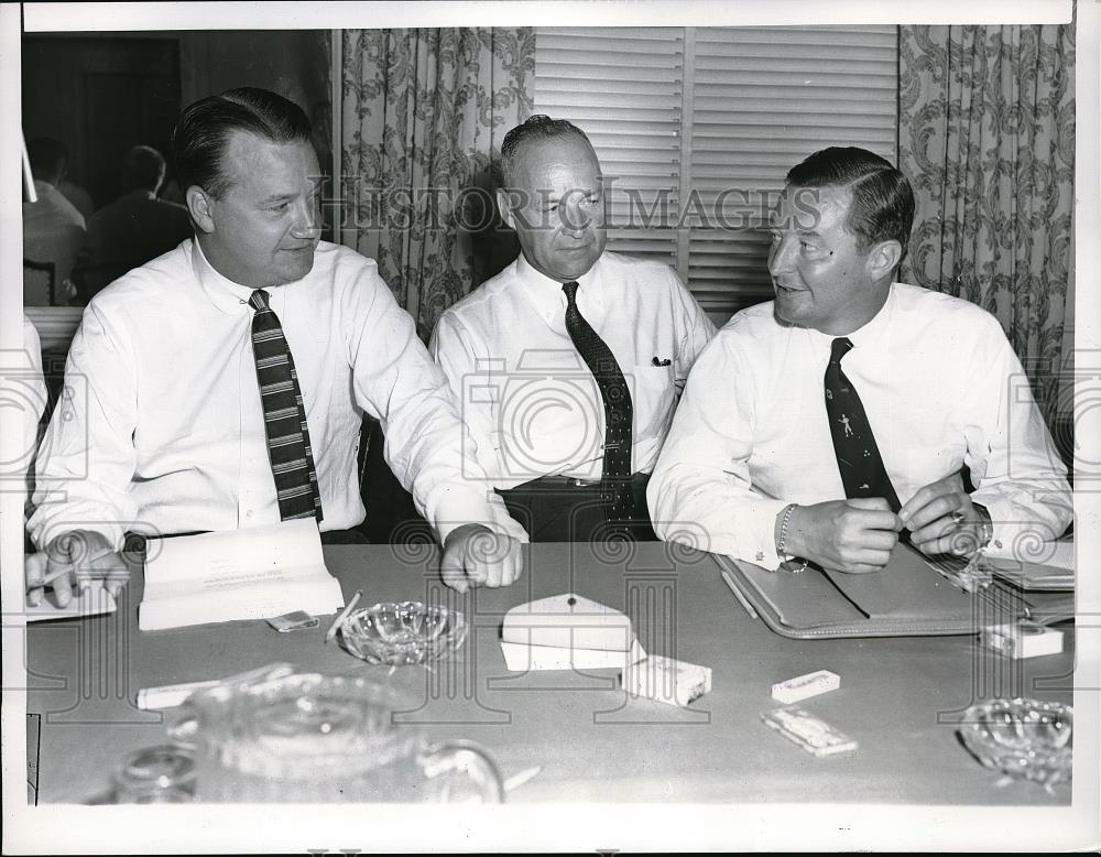 1955 Press Photo Pres of Kansas City A's Arnold Johnson, Tigers Spike Briggs - Historic Images