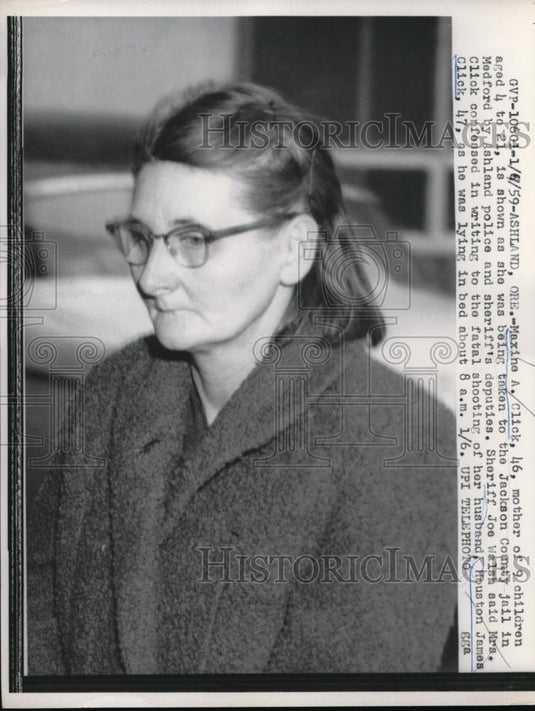 1959 Press Photo Maxine A.Click confess in writing to fatal shooting of husaband - Historic Images