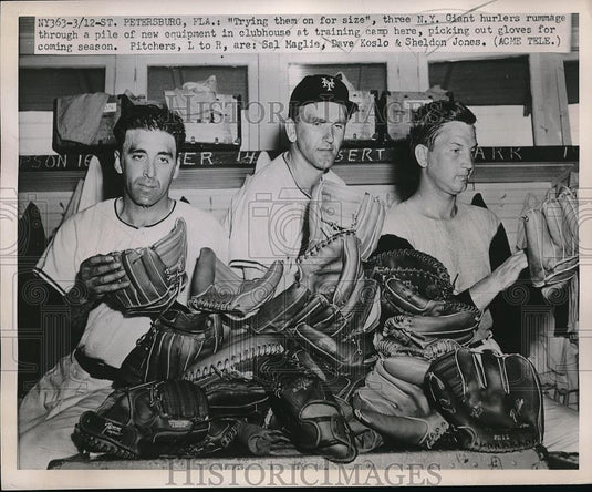 1951 Press Photo NY Giants, Sal Maglie,Dave Koslo & Sheldon Jones, pitchers - Historic Images