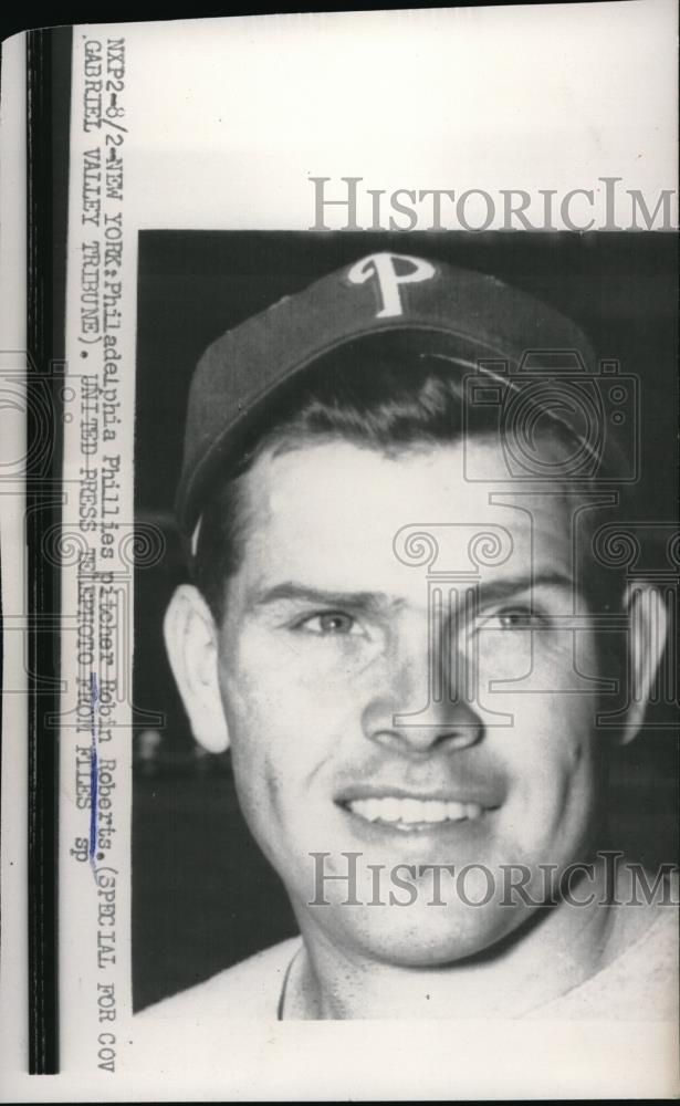 Press Photo Philadelphia Phillies Pitcher Robin Roberts - Historic Images